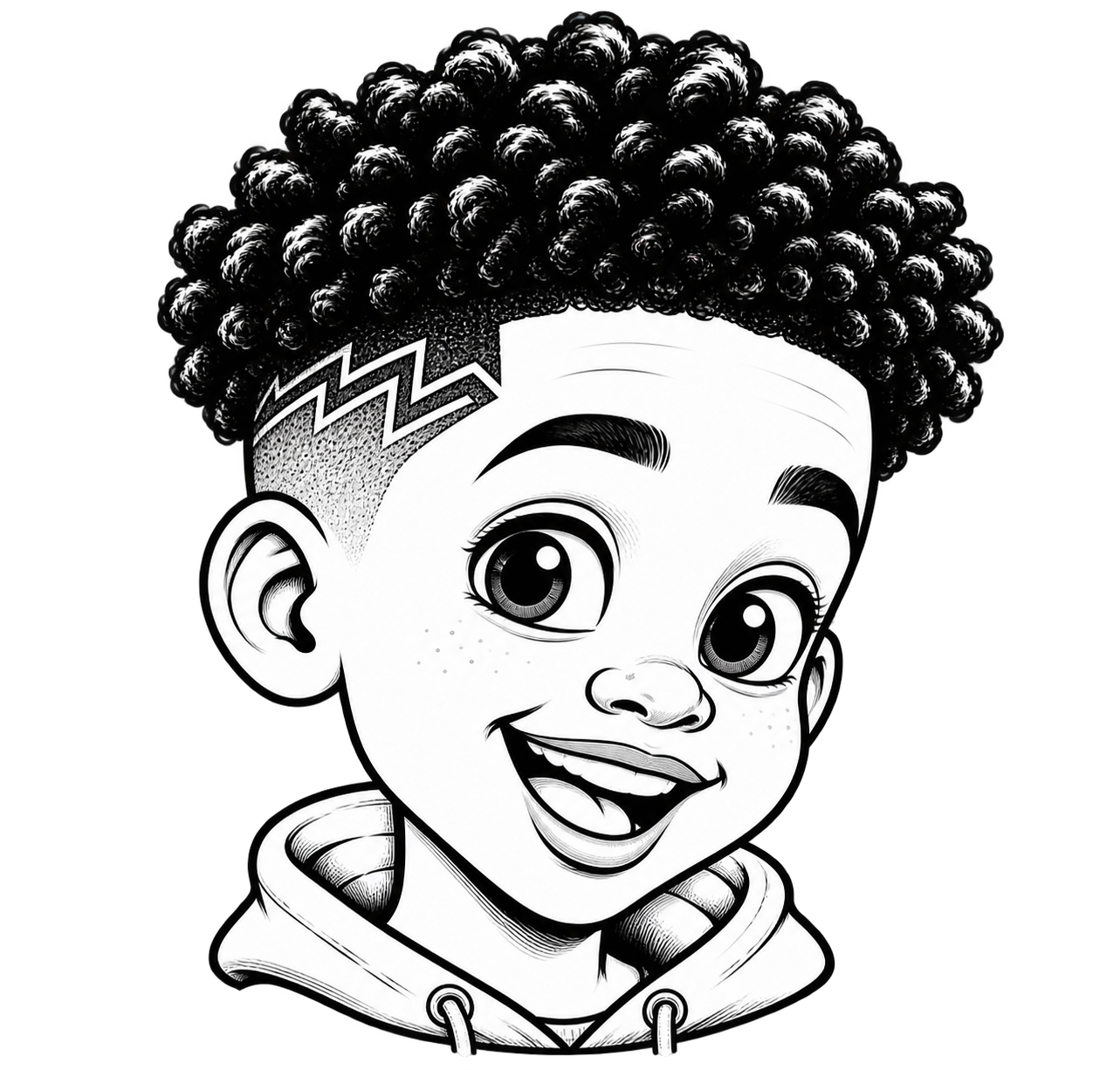 Black-and-white portrait illustration of Jahmez.